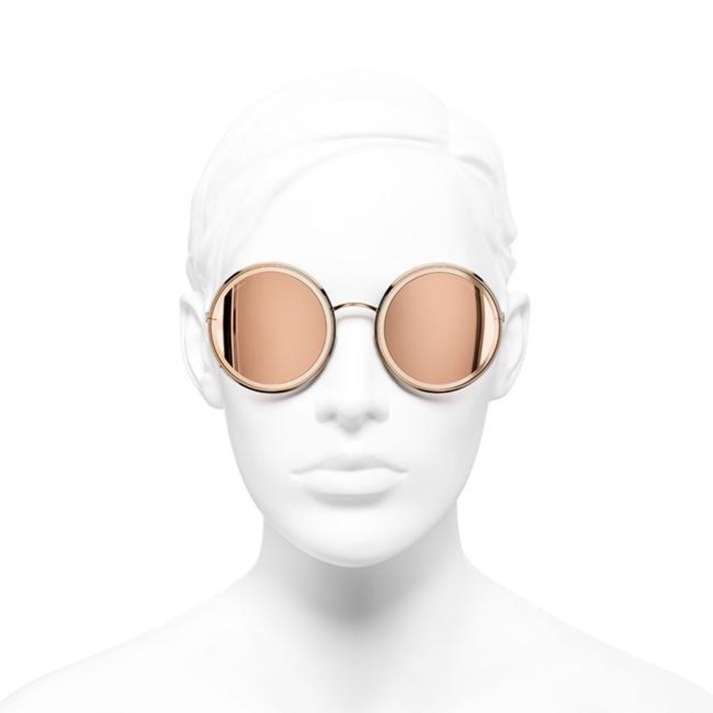 CHANEL 2017 Pink Gold Mirrored Sunglasses